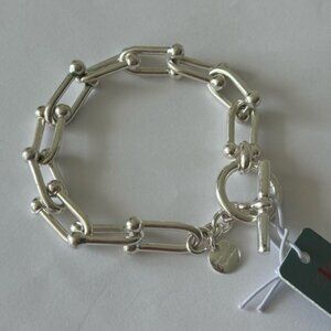 Mia Fiore Bronze Silver Col Italy Dyadema Chain U Link Bracelet Italy 7.5" lg D
